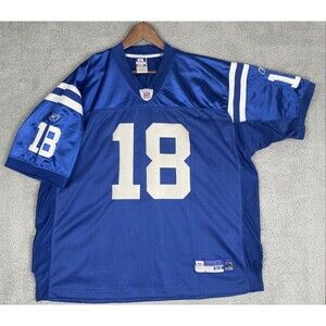 VTG Reebok Authentic Stitched Peyton Manning #18 Colts Jersey Mens 54 2XL Blue